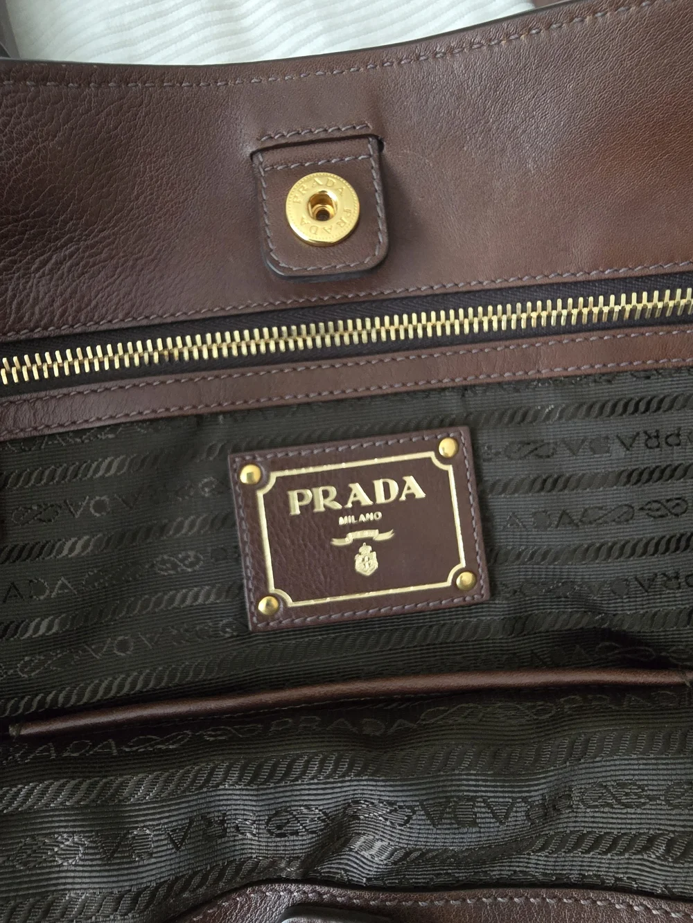 Prada Dark Brown Leather Duffel Bag with Gold Hardware - Picture 2 of 4